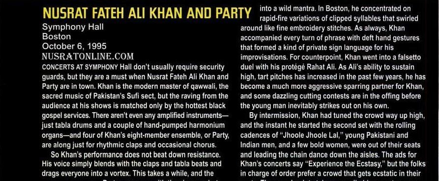 Nusrat Fateh Ali Khan Live at Symphony Hall, Boston, Oct 6, 1995 - 1